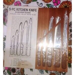Vintage Cutlery Knives Wall Mount Knife Set With Wood Board